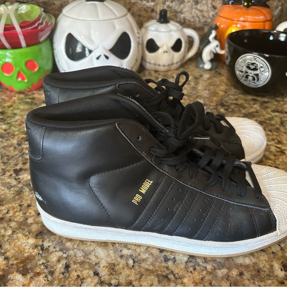 Adidas Black and White High-Top Sneakers